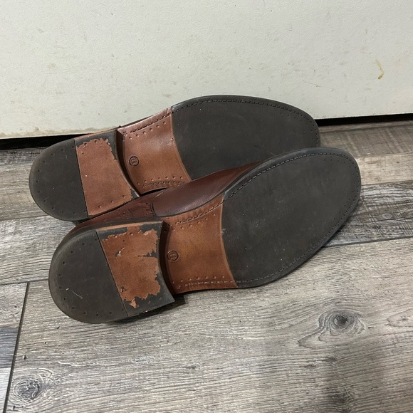 Hadley London Shoes Size 11 Semi Brogue Oxfords Soft Brown Leather Laces Mens - Picture 5 of 8